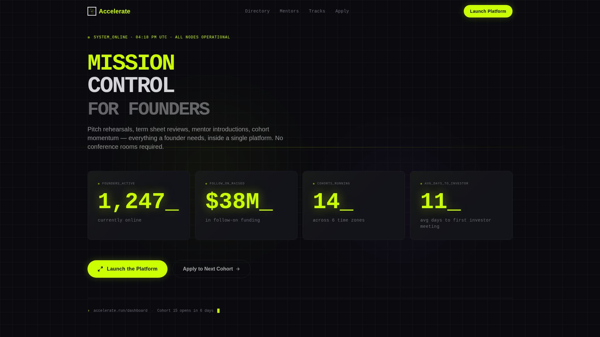 Virtual Accelerator Program Startup Directory Website Template