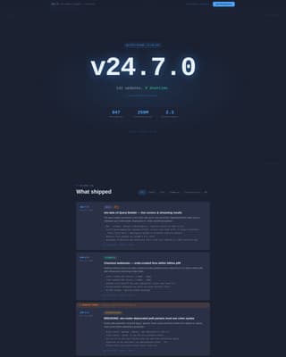 Changelog - Powerful Developer Landing Page Template