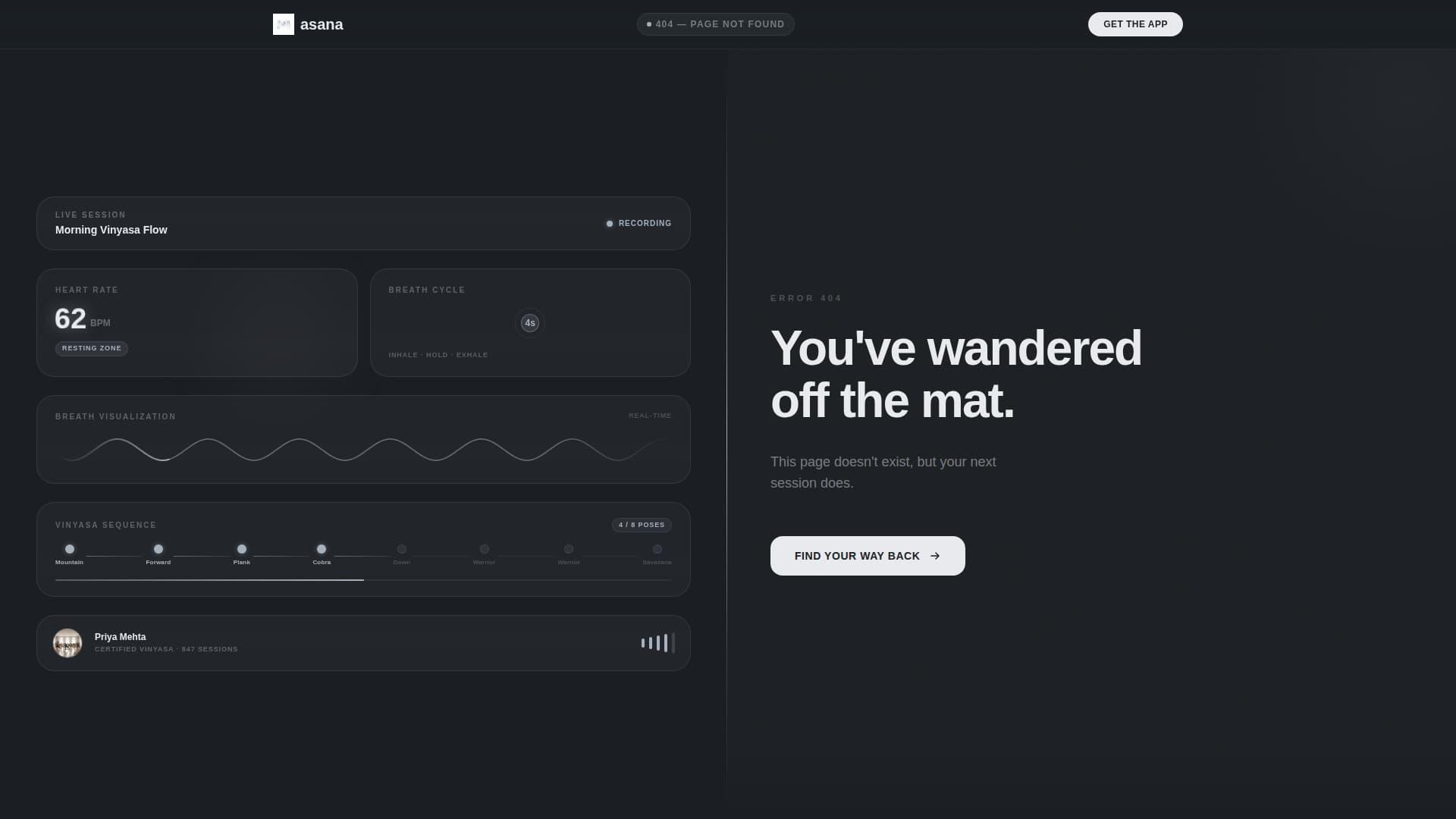 Yoga Studio 404 Recovery Website Template