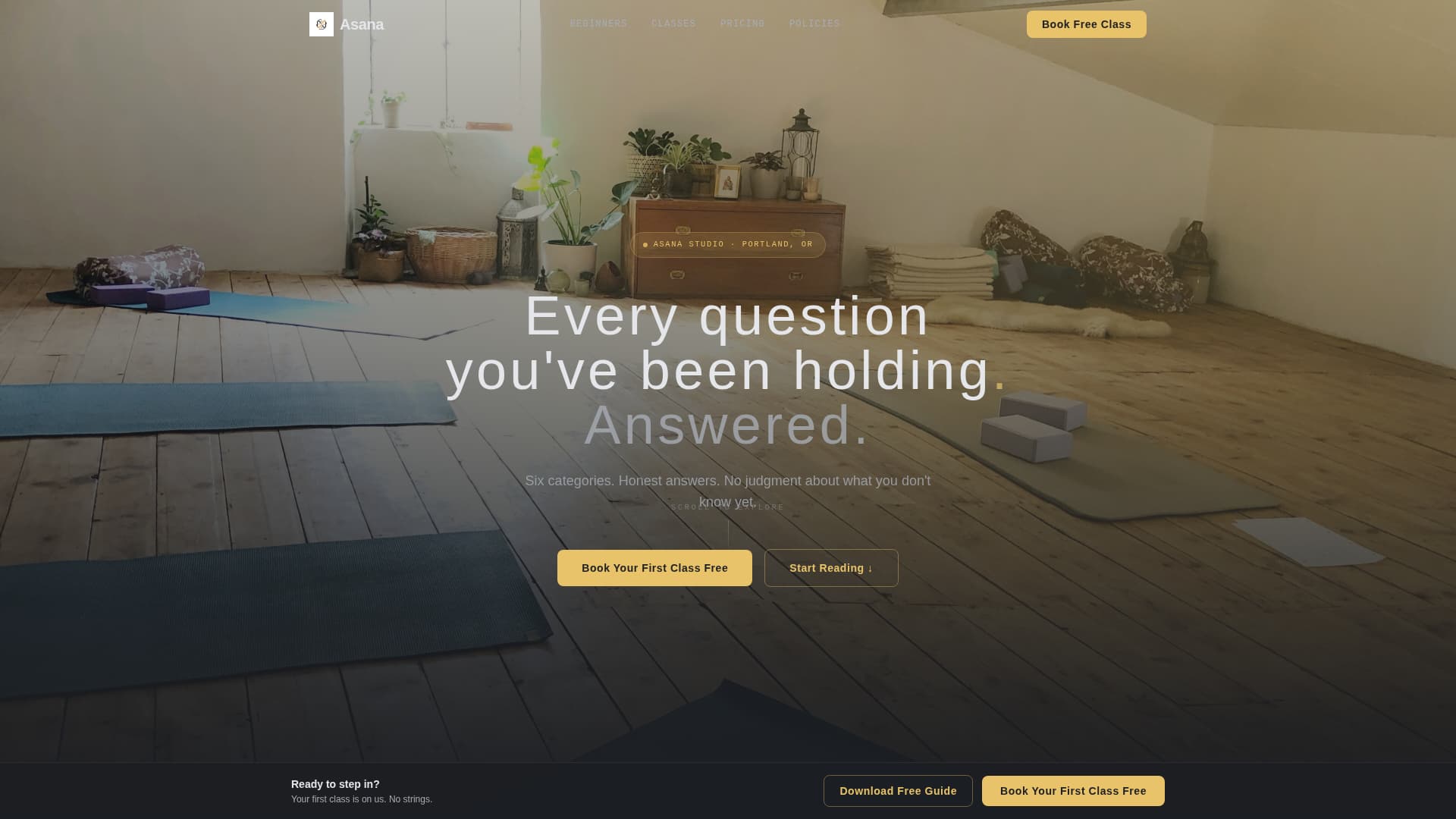 Yoga Studio Specialist Booking Website Template