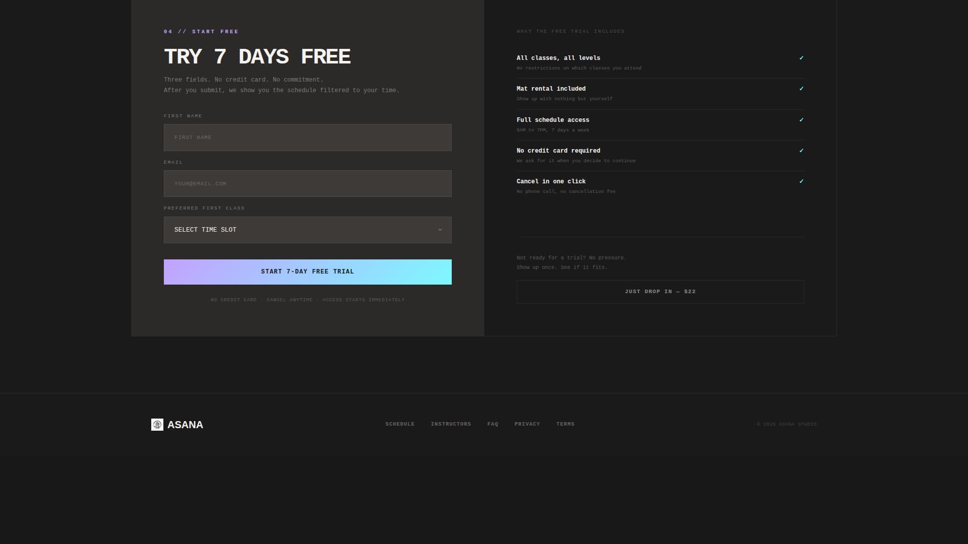 Yoga Studio Booking Website Template