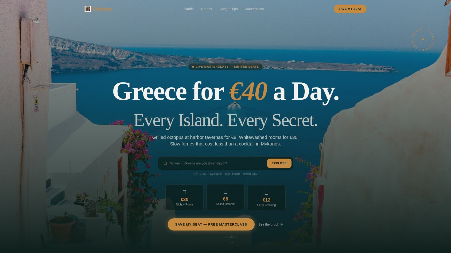 Greece Travel Pricing Website Template