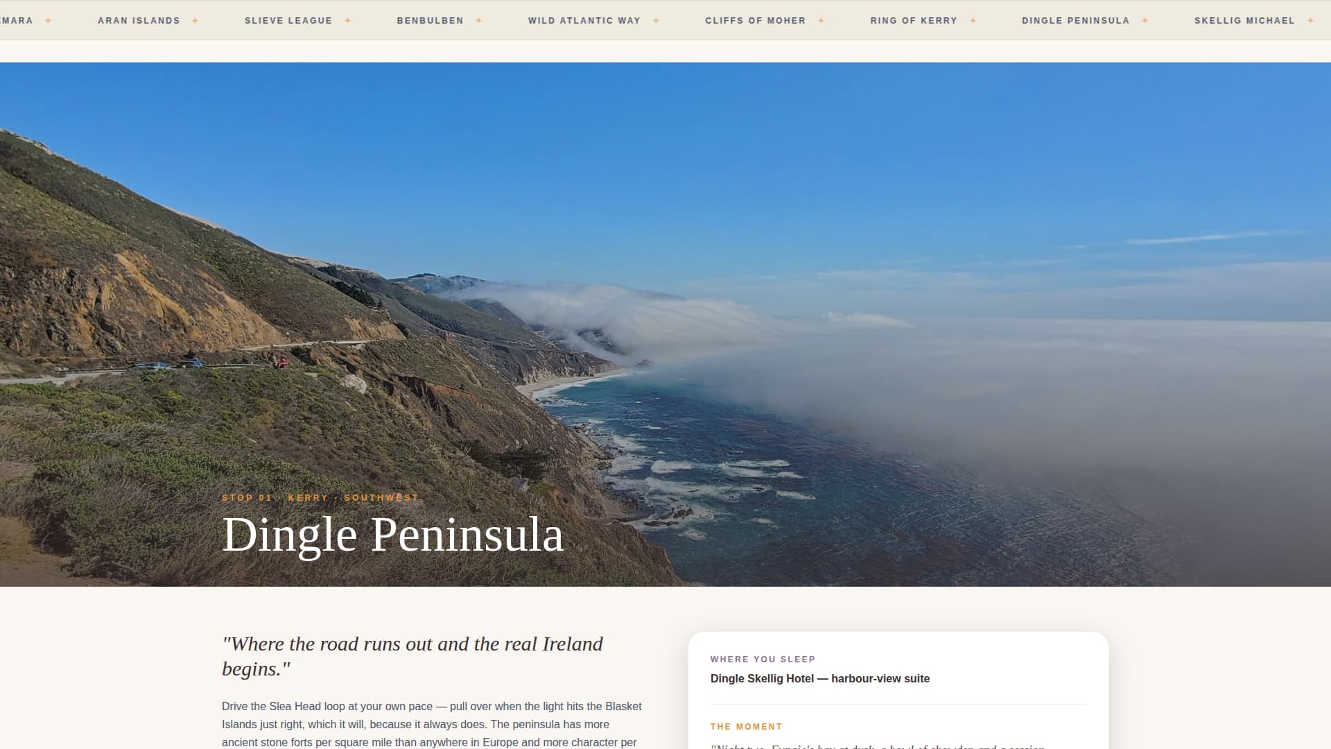 Ireland Travel Booking Website Template