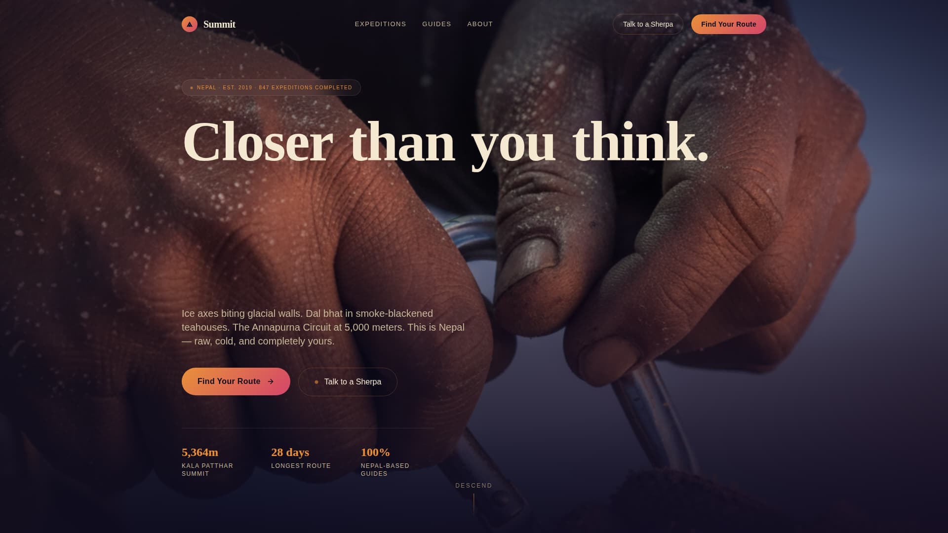 Summit - Immersive Adventure Landing Page Template