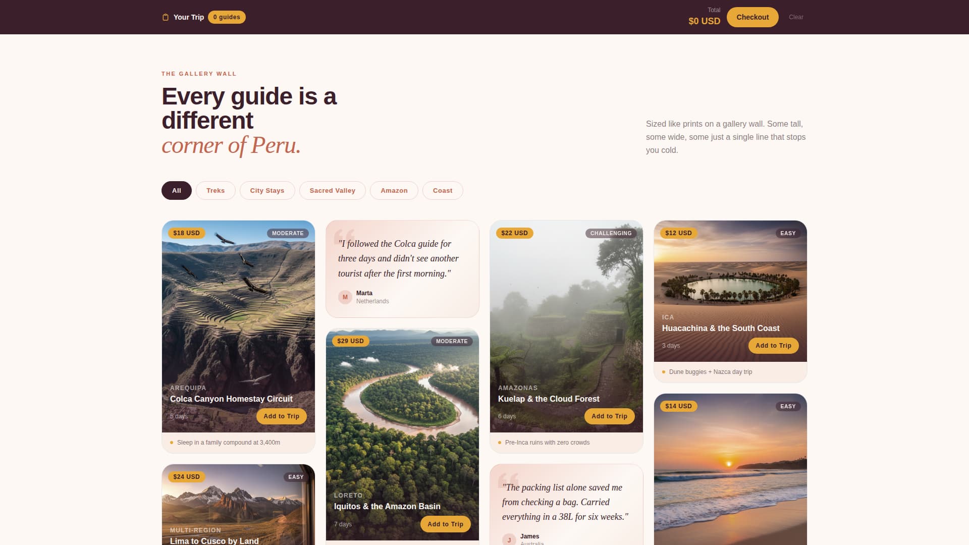 Peru Travel Specialist Professional Website Template