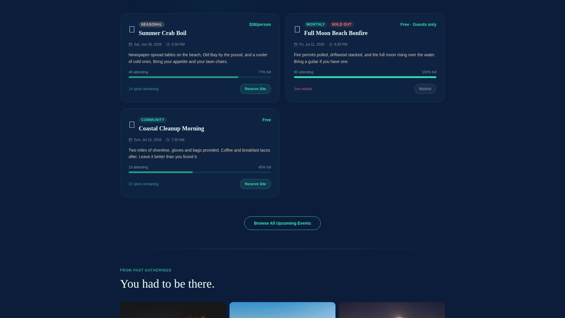 Campground & Glamping Booking Website Template