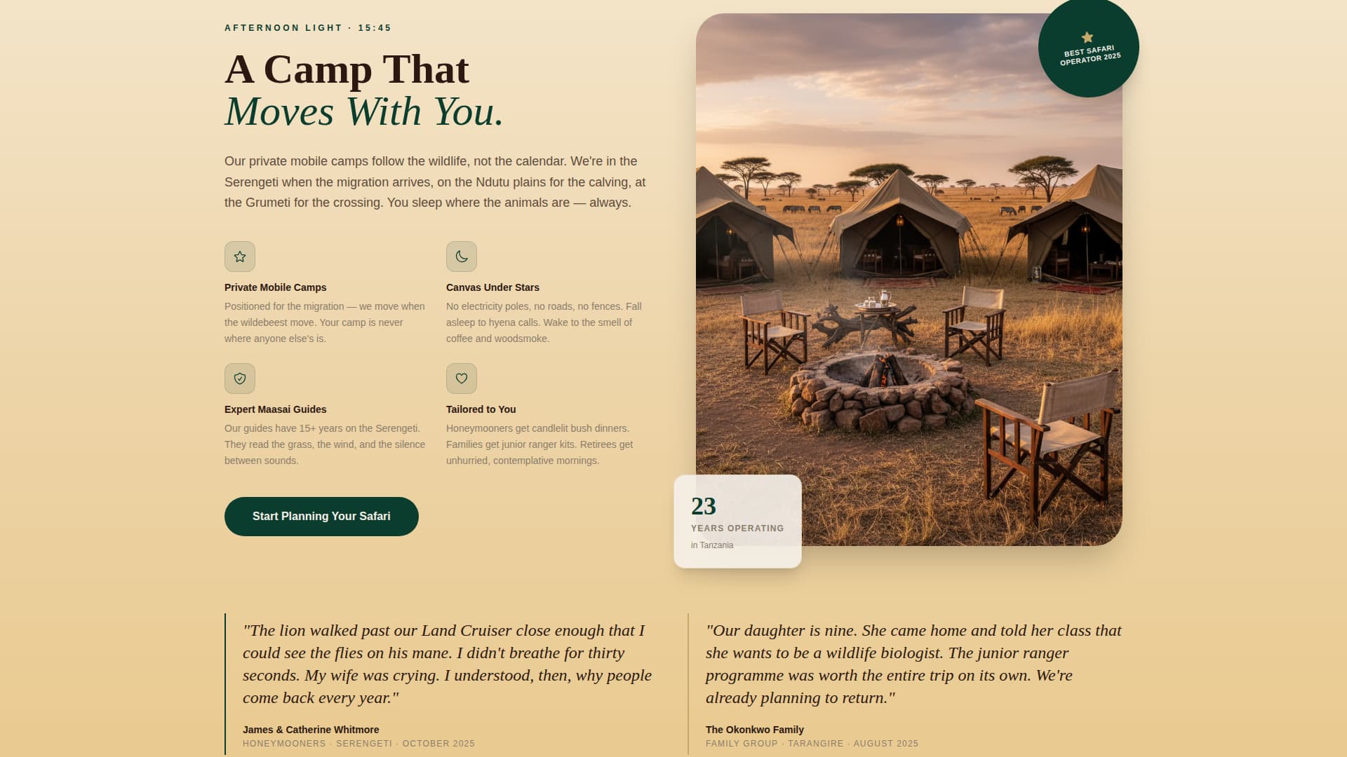 Tanzania Travel Pricing Website Template