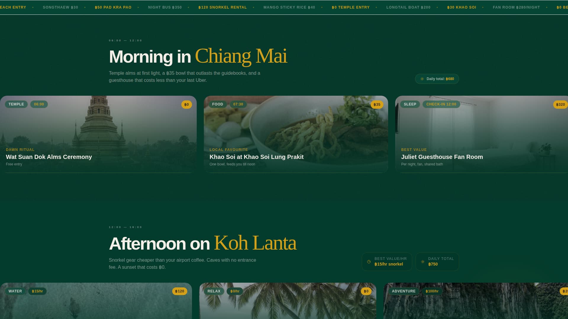 Thailand Travel Pricing Website Template