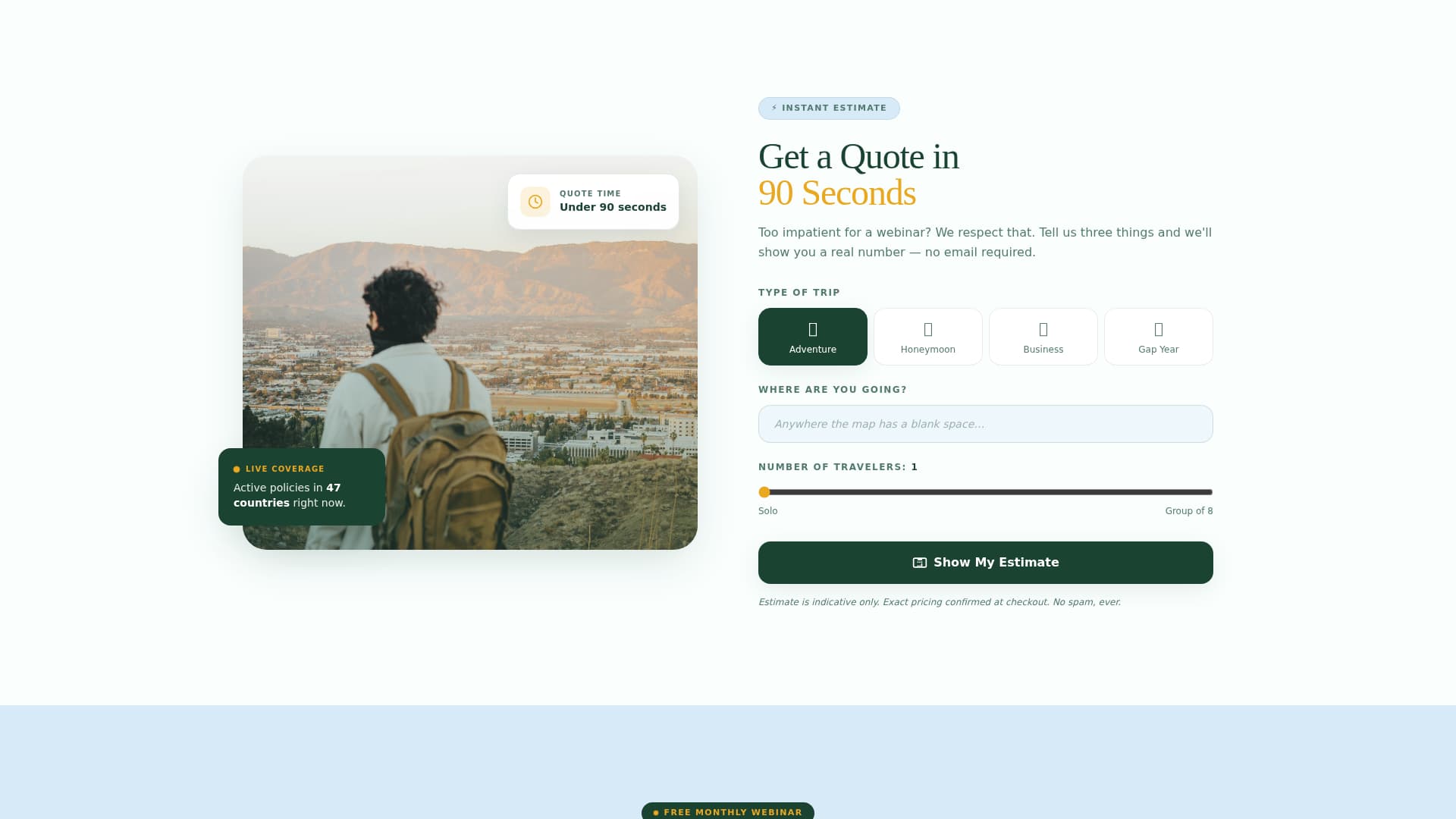 Travel Tech & Booking Platform Cost Calculator Website Template