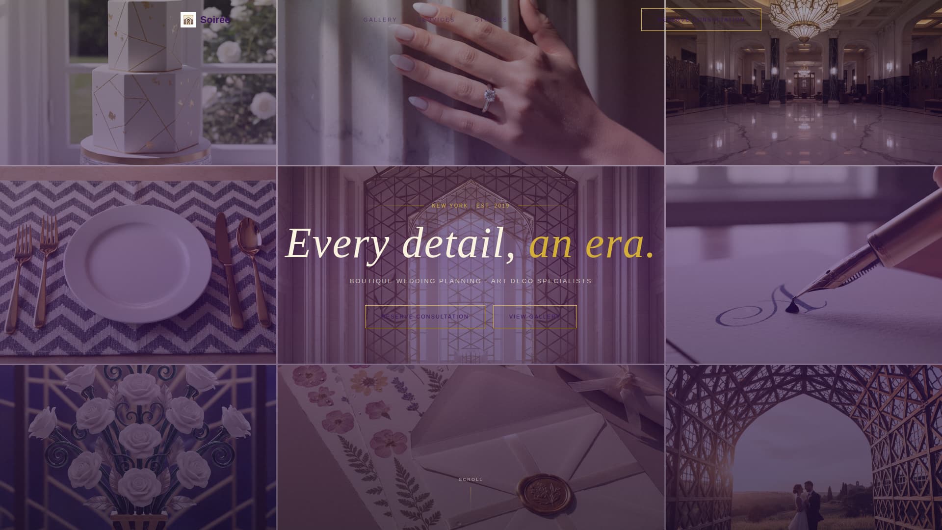 Art Deco Wedding Specialist Booking Website Template
