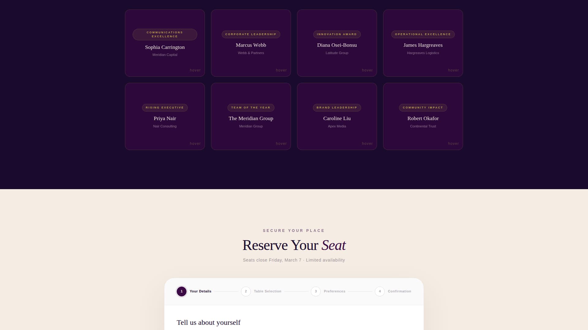Awards Ceremony Event Specialist Professional Website Template