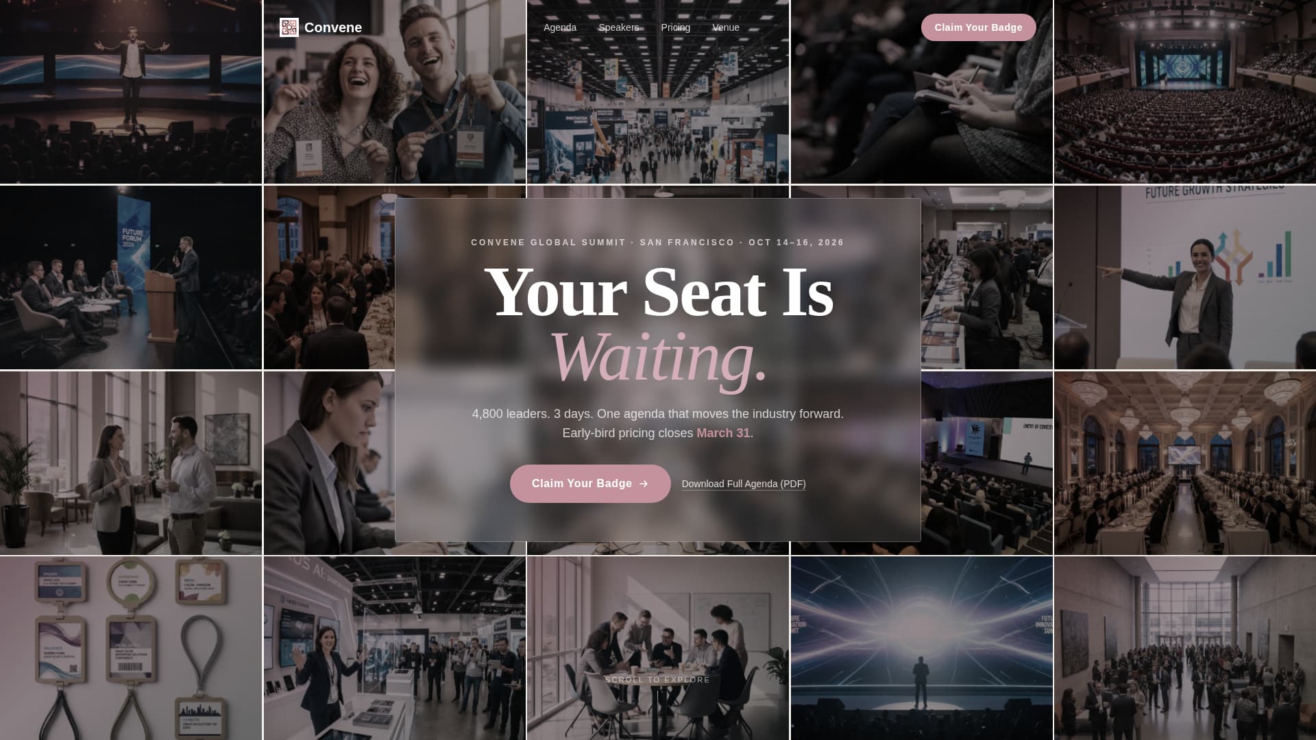 Conference Registration First-Impression to Signup Website Template