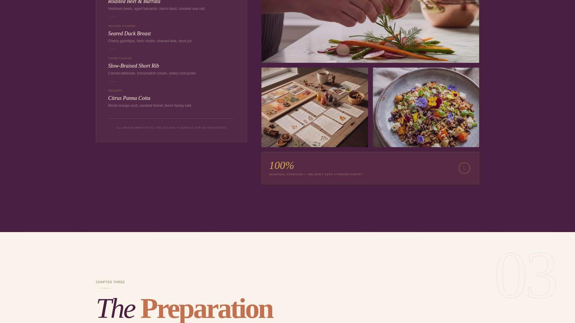 Corporate Event Catering Timeline & Booking Website Template