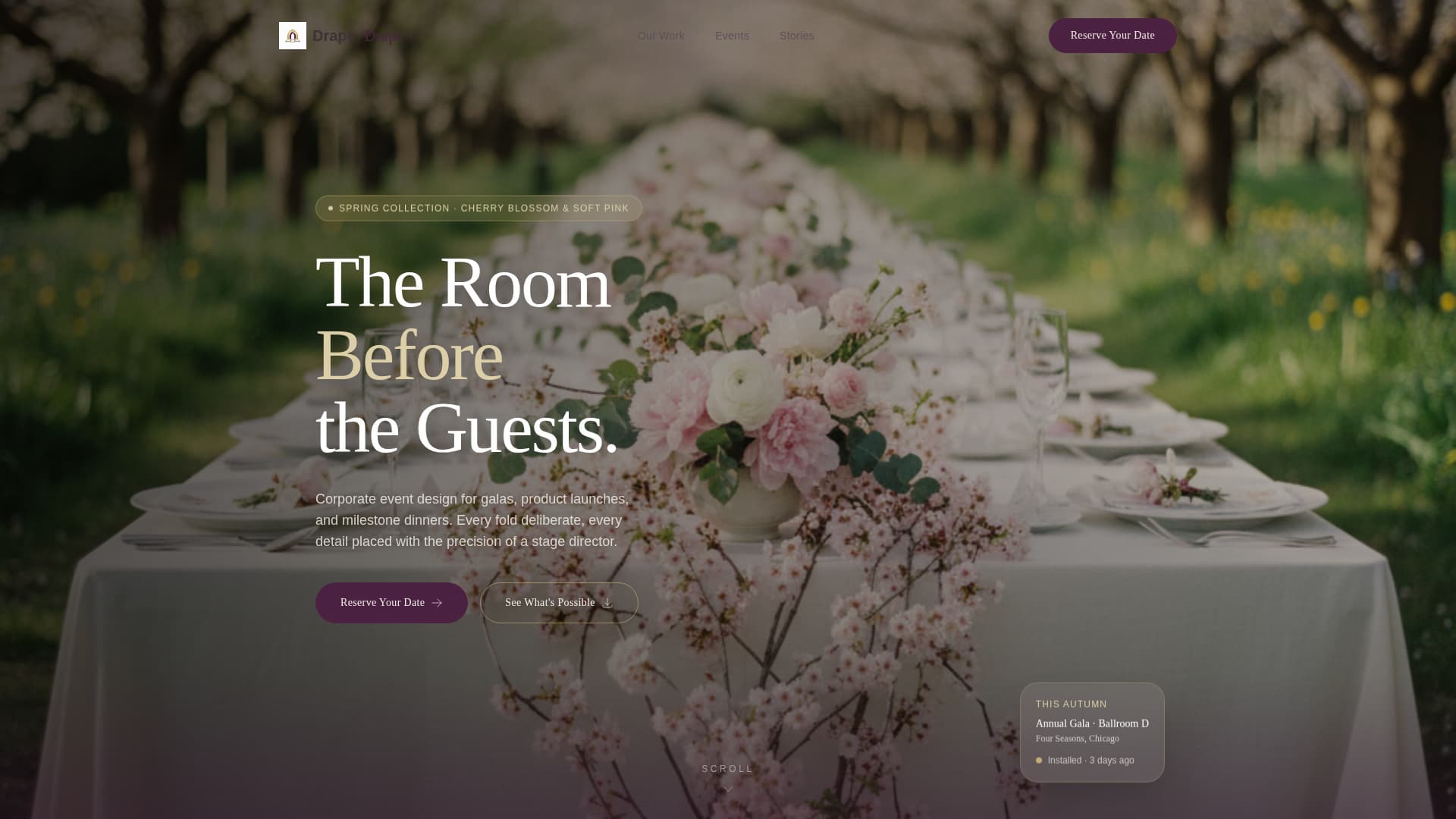 Corporate Event Decoration Before & After Venue Website Template