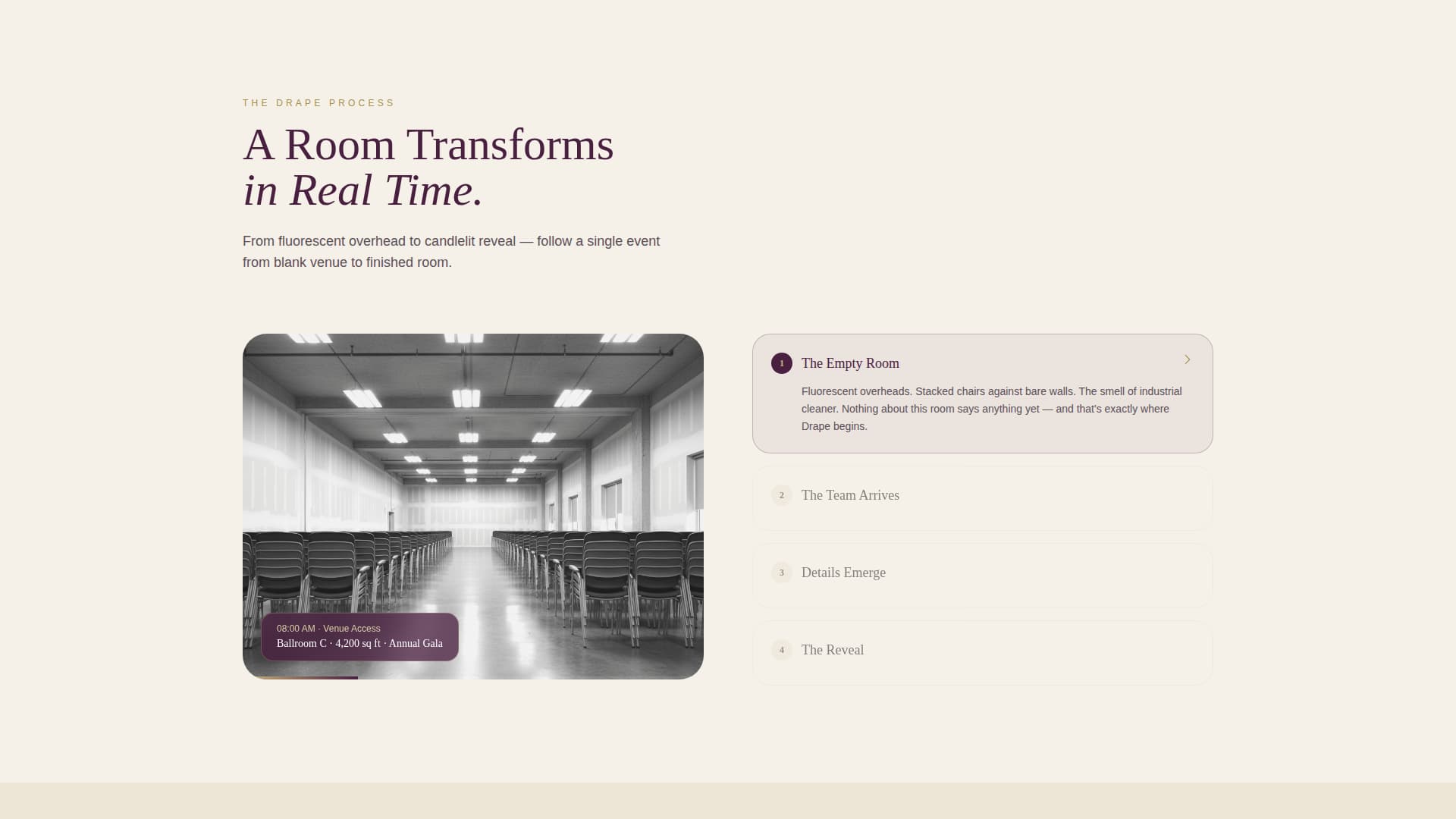 Corporate Event Decoration Before & After Venue Website Template