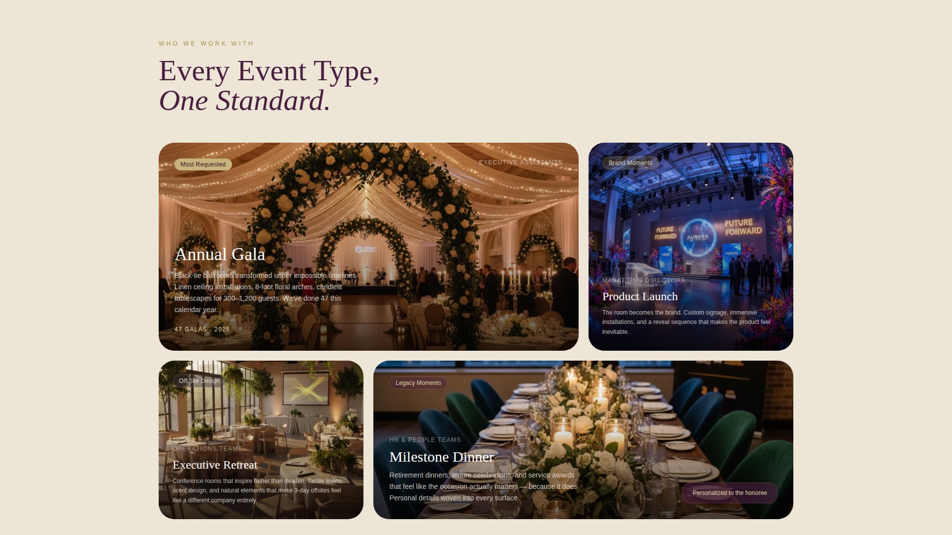 Corporate Event Decoration Before & After Venue Website Template