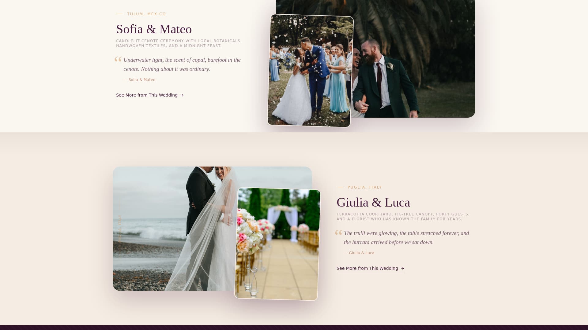Destination Wedding Planner Real Couples Website Template