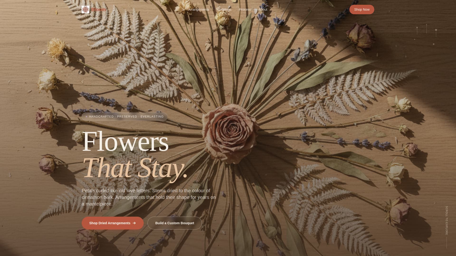 Dried Flower Florist & Arrangement Shop Website Template