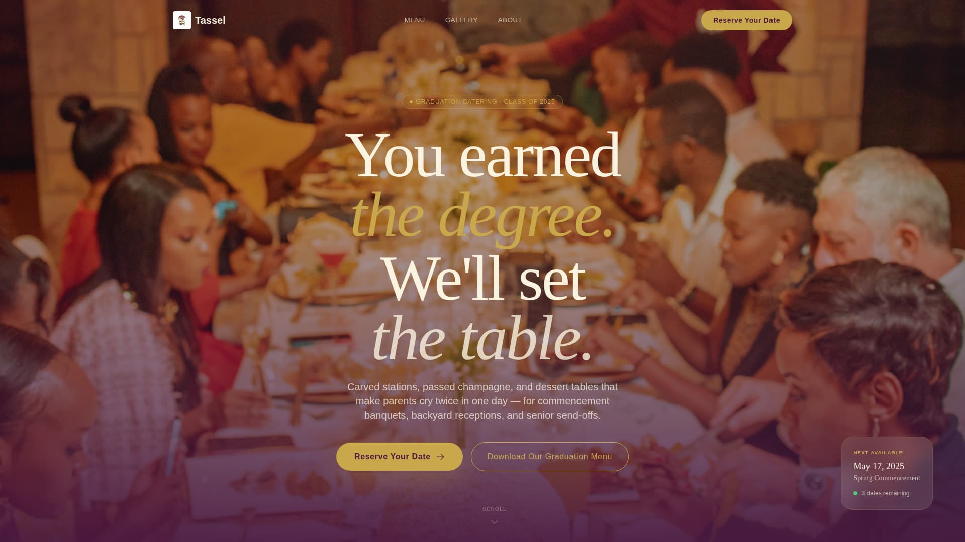 Graduation Event Booking Website Template