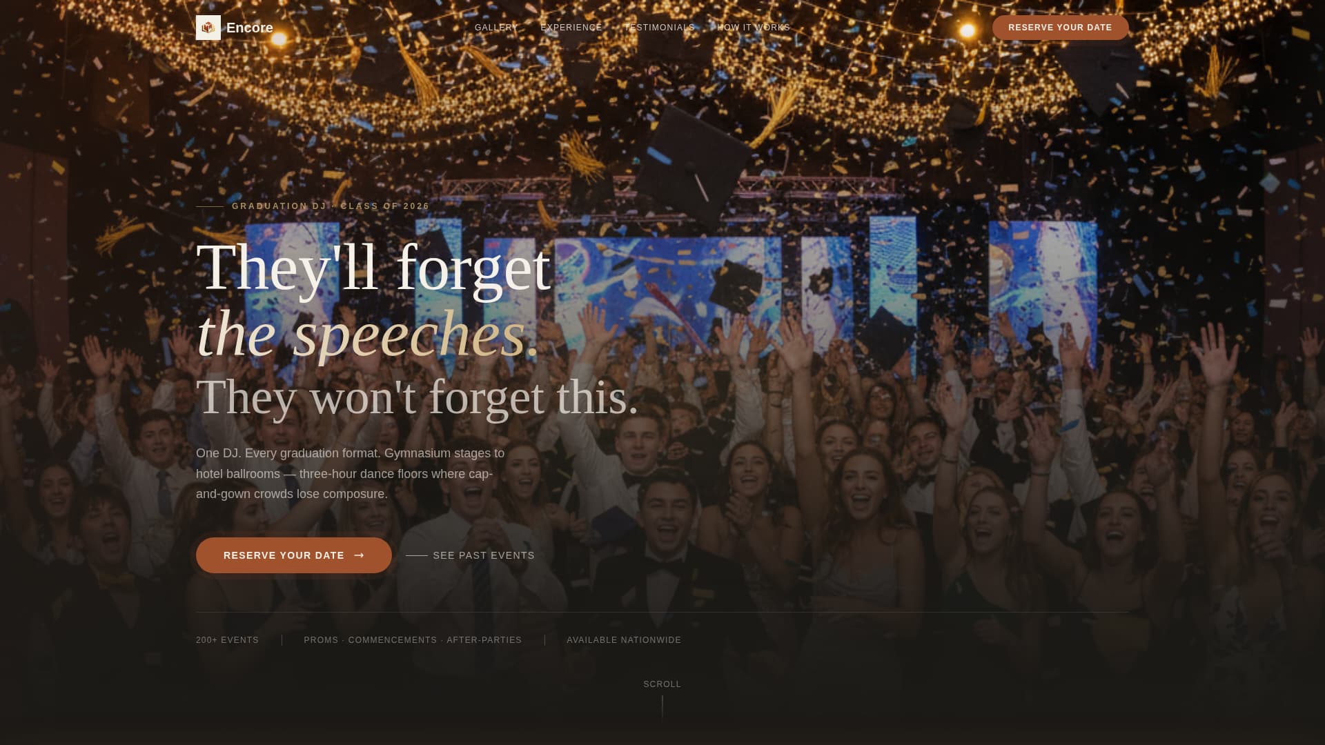 Graduation Event Complete Booking Website Template