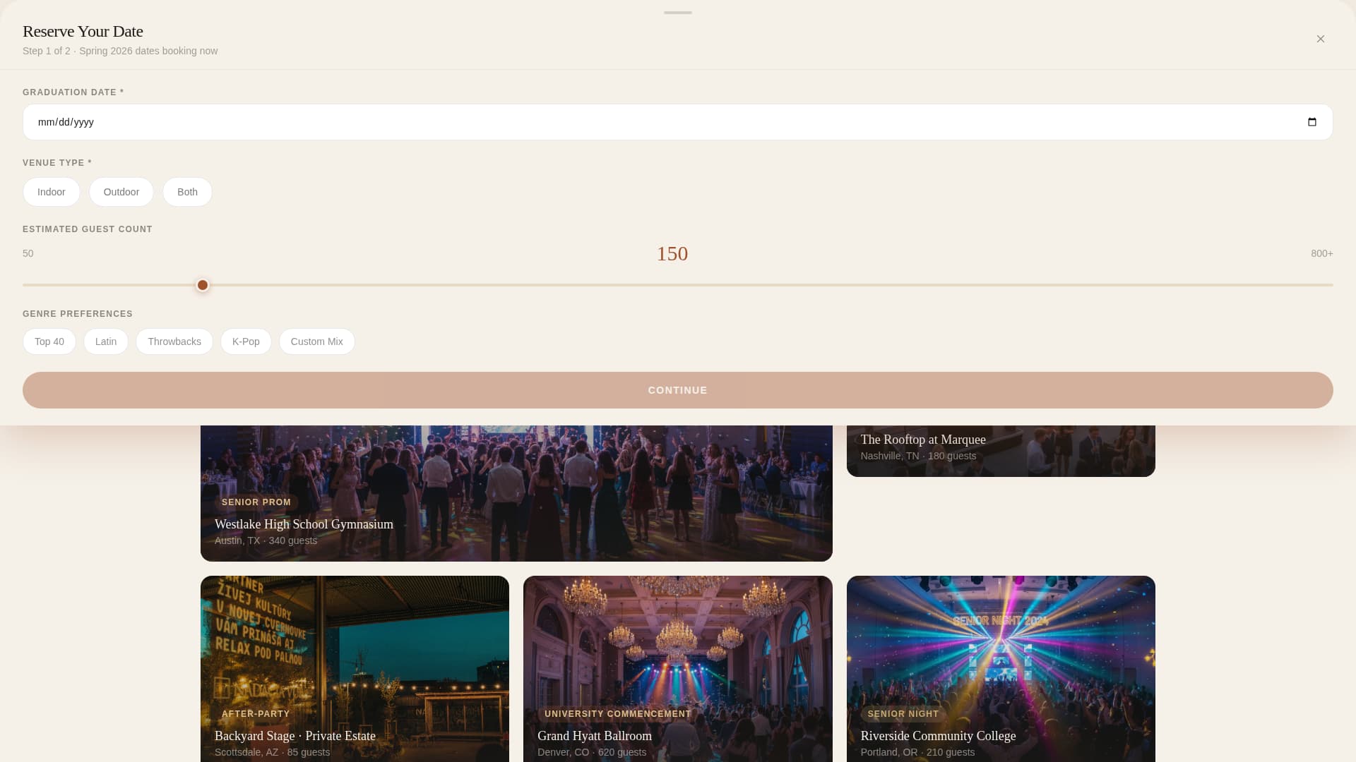 Graduation Event Complete Booking Website Template
