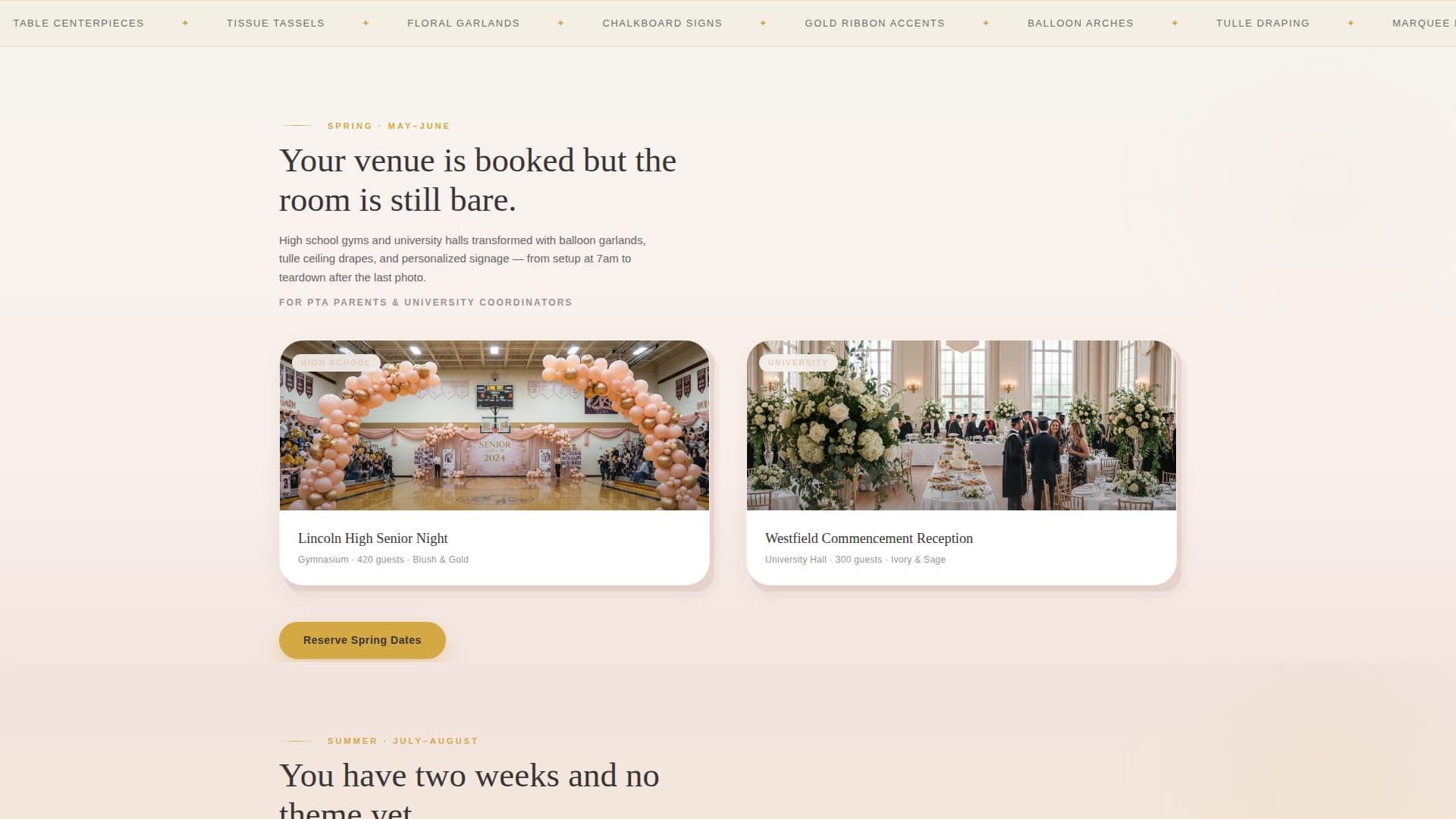 Graduation Event Advanced Booking Website Template