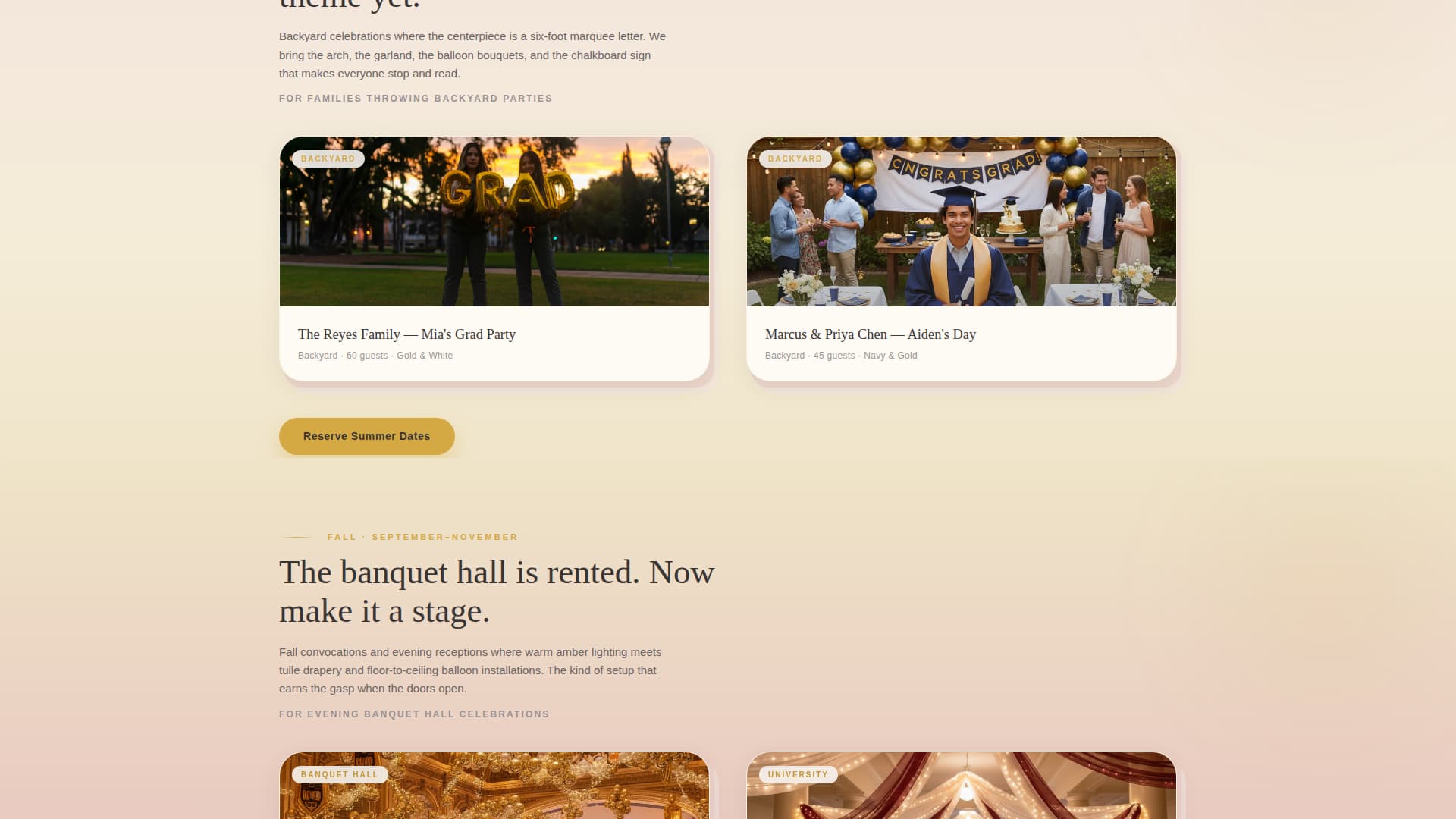 Graduation Event Advanced Booking Website Template