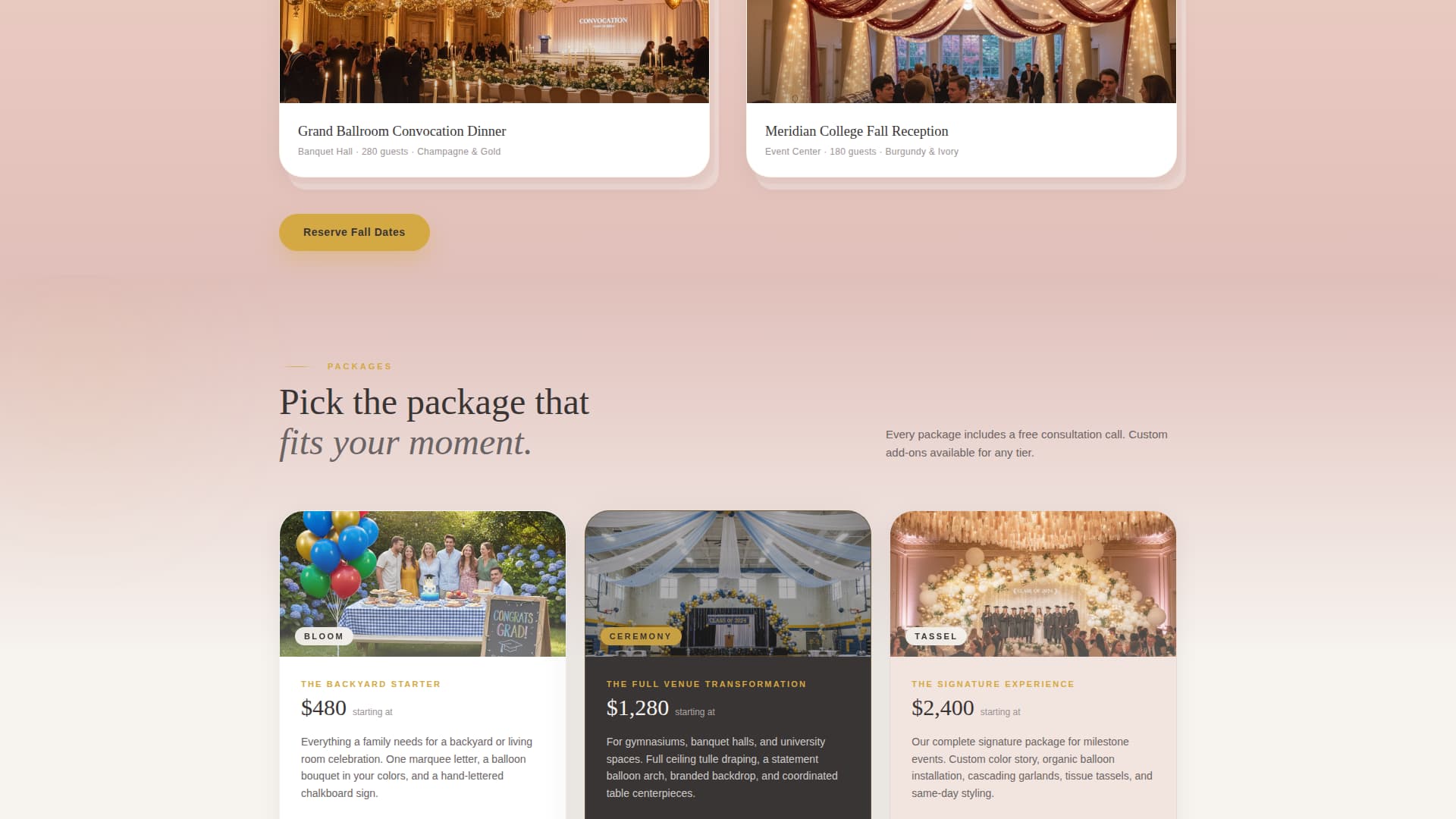 Graduation Event Advanced Booking Website Template
