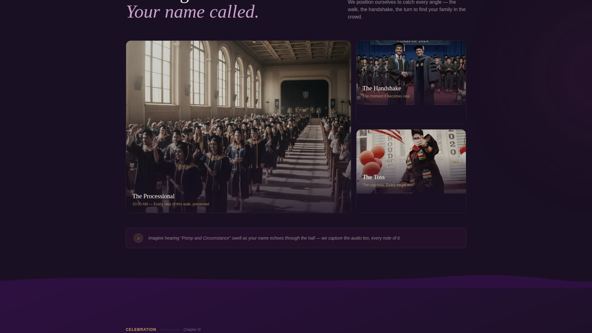 Graduation Event Specialist Booking Website Template