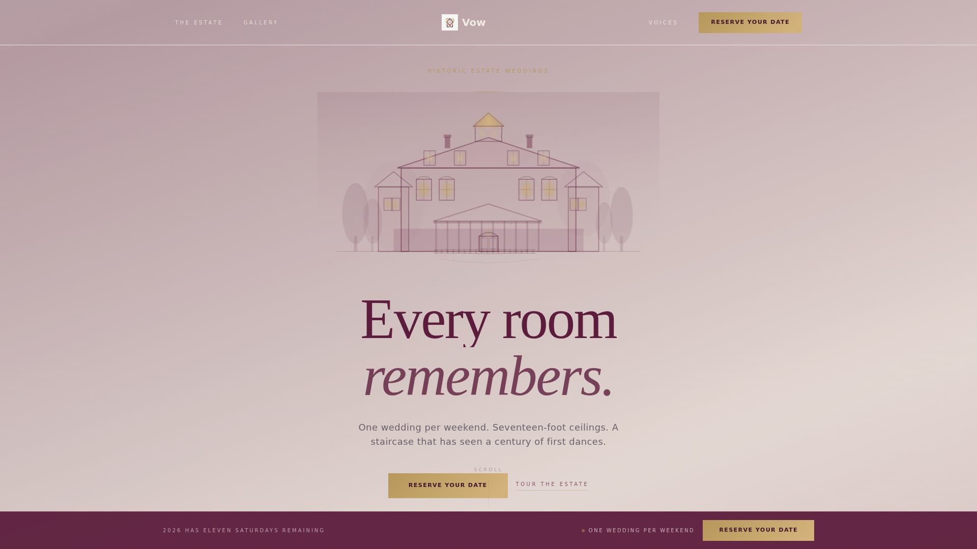 Wedding Venue Certified Booking Website Template