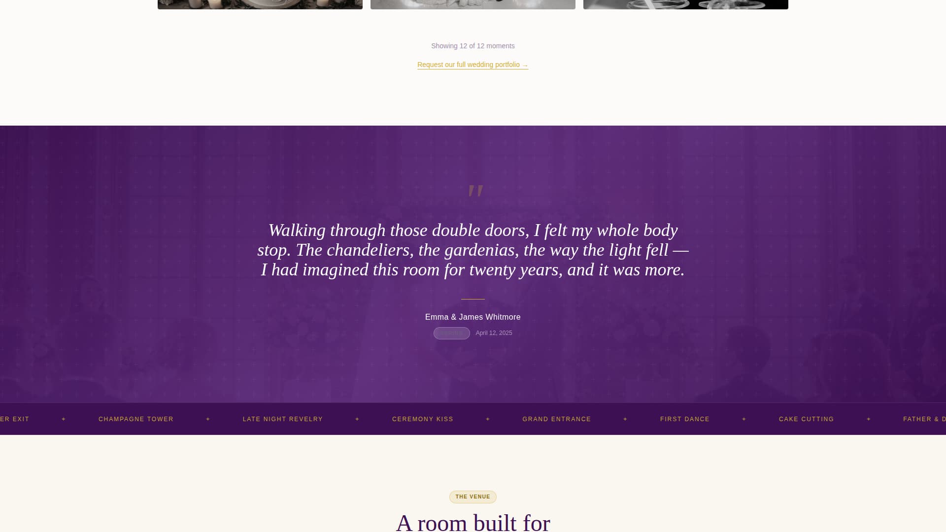Wedding Venue Virtual Booking Website Template
