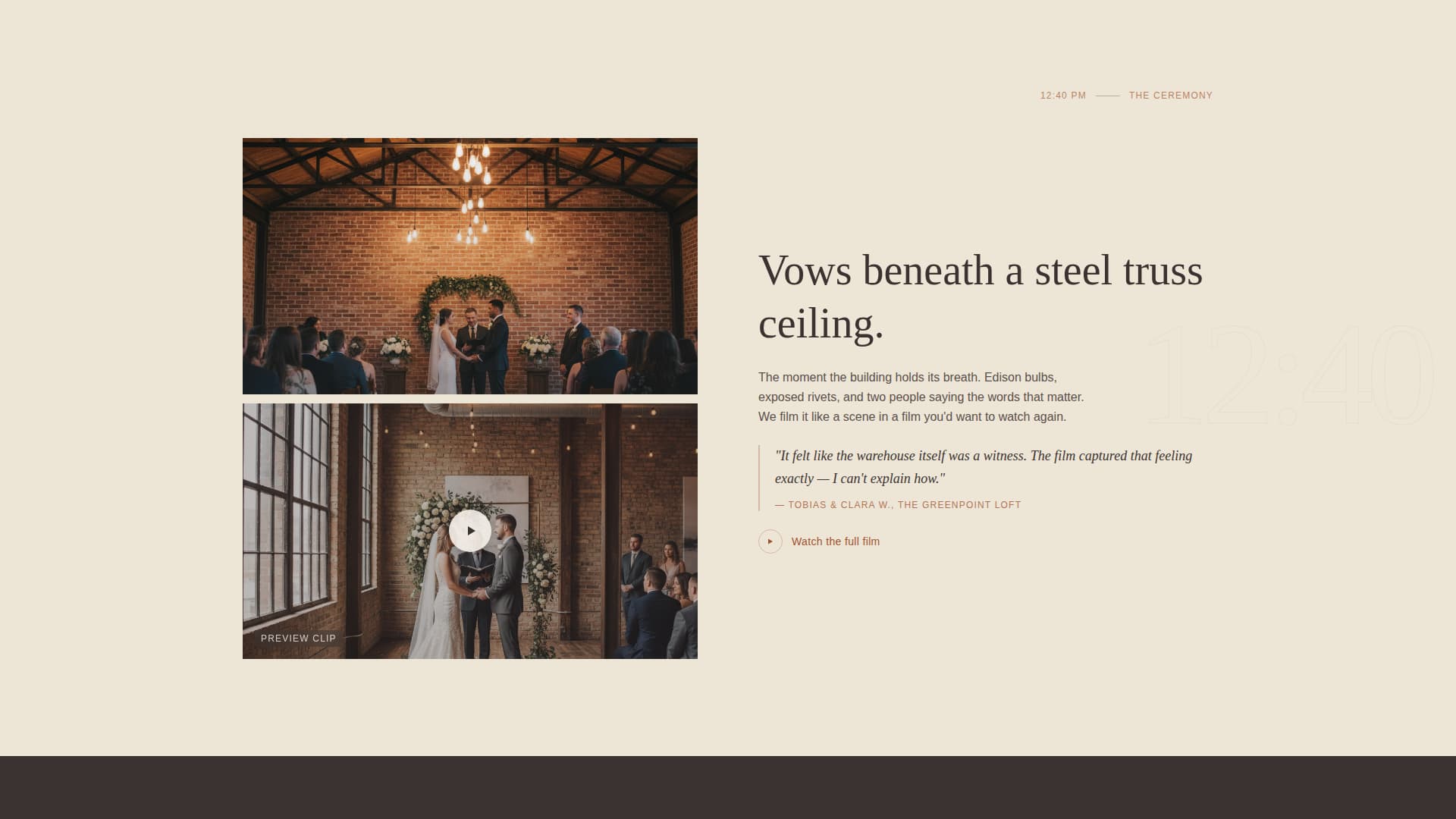 Industrial Chic Wedding Booking Website Template