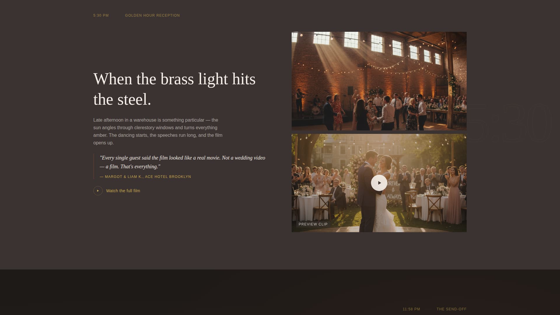 Industrial Chic Wedding Booking Website Template