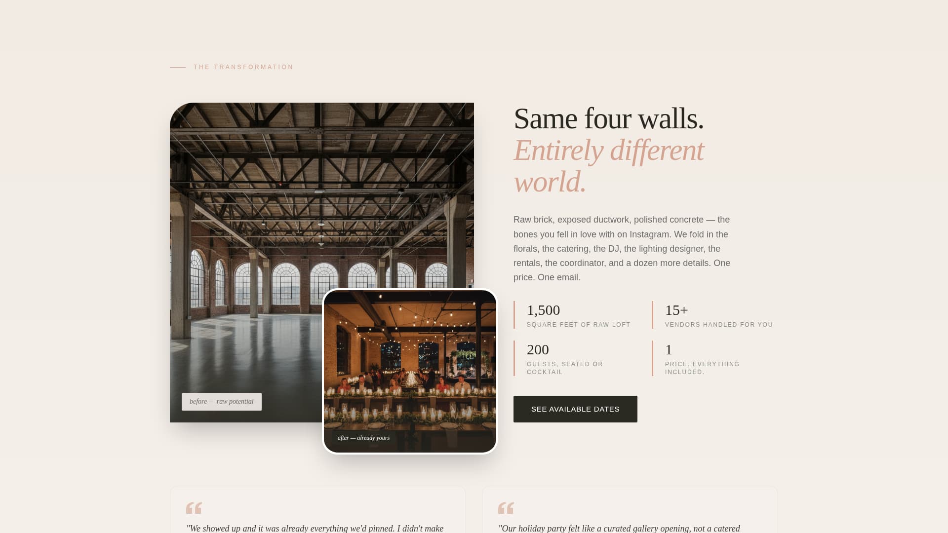 Wedding Venue Residential Booking Website Template