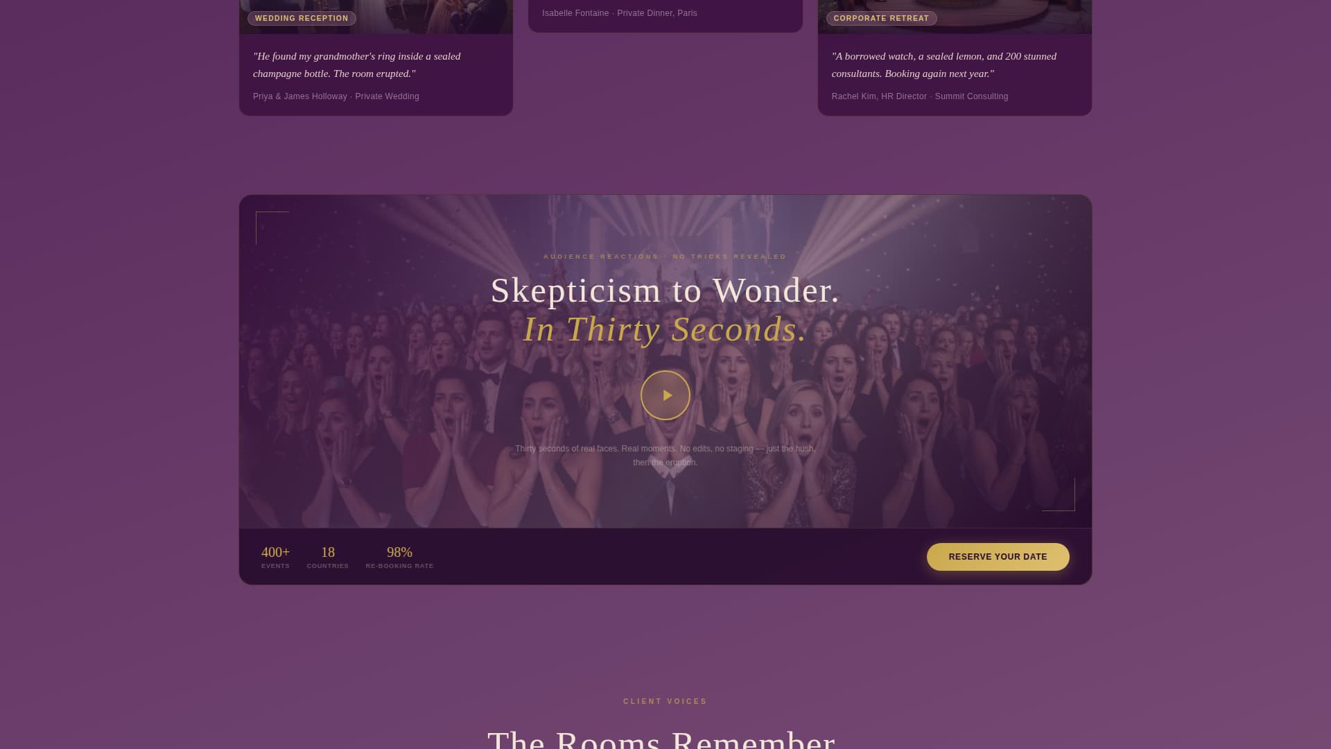 Magician & Entertainer Booking Website Template