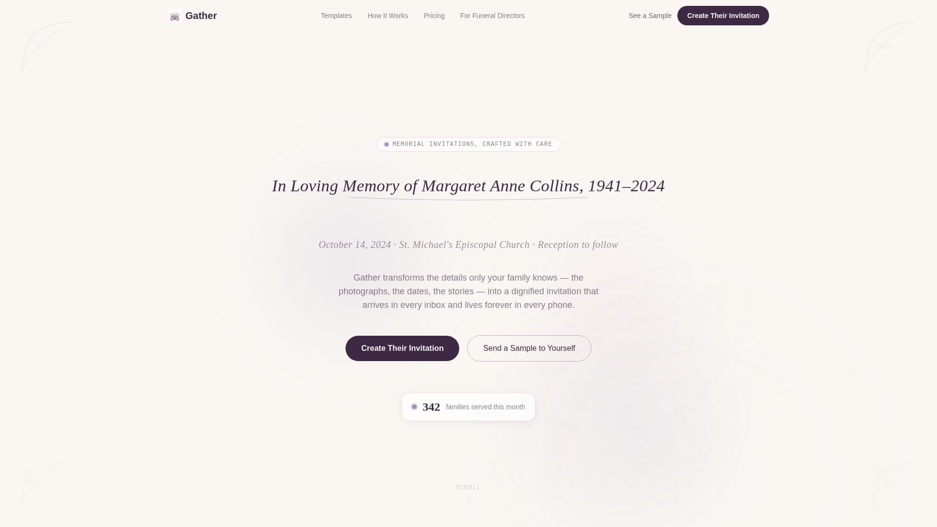 Memorial Event Pricing Website Template