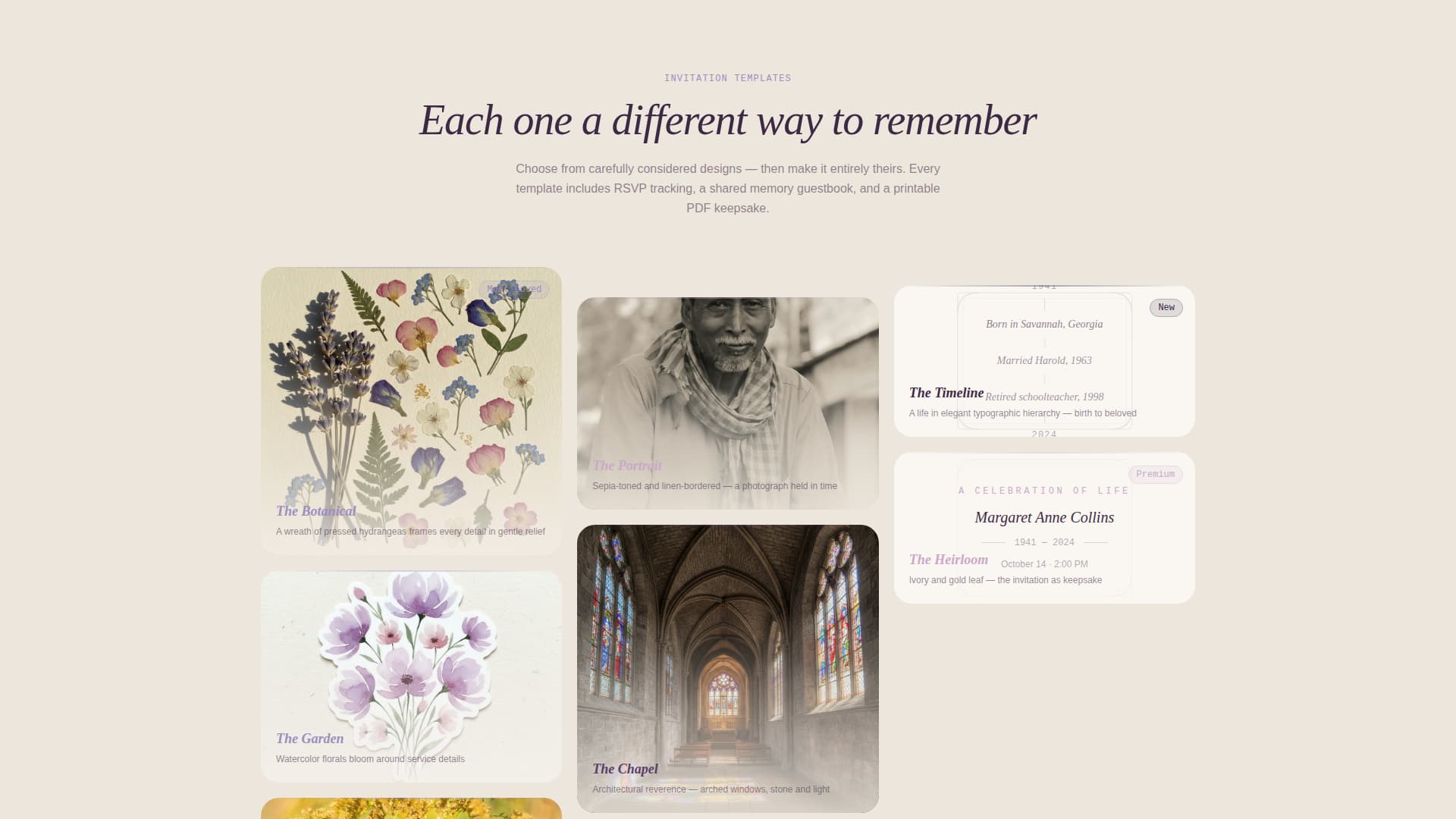 Memorial Event Pricing Website Template