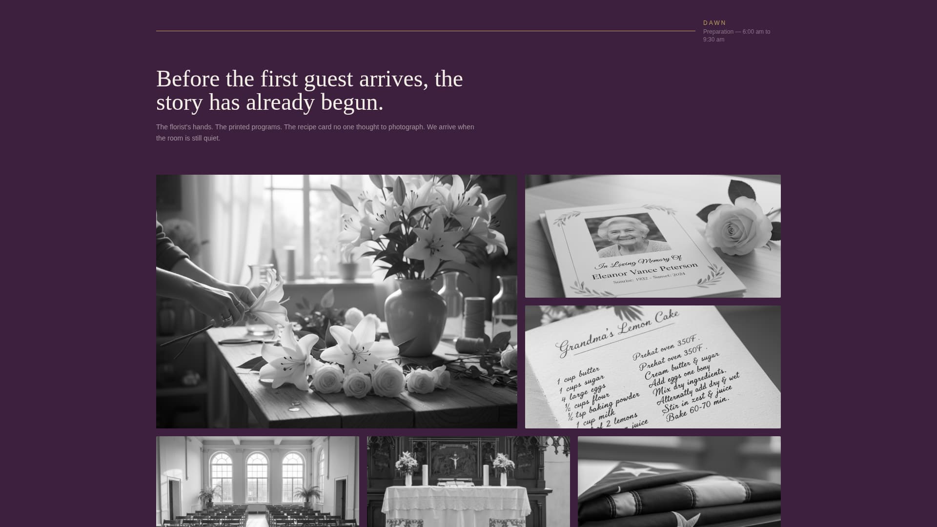 Memorial Event Specialist Booking Website Template