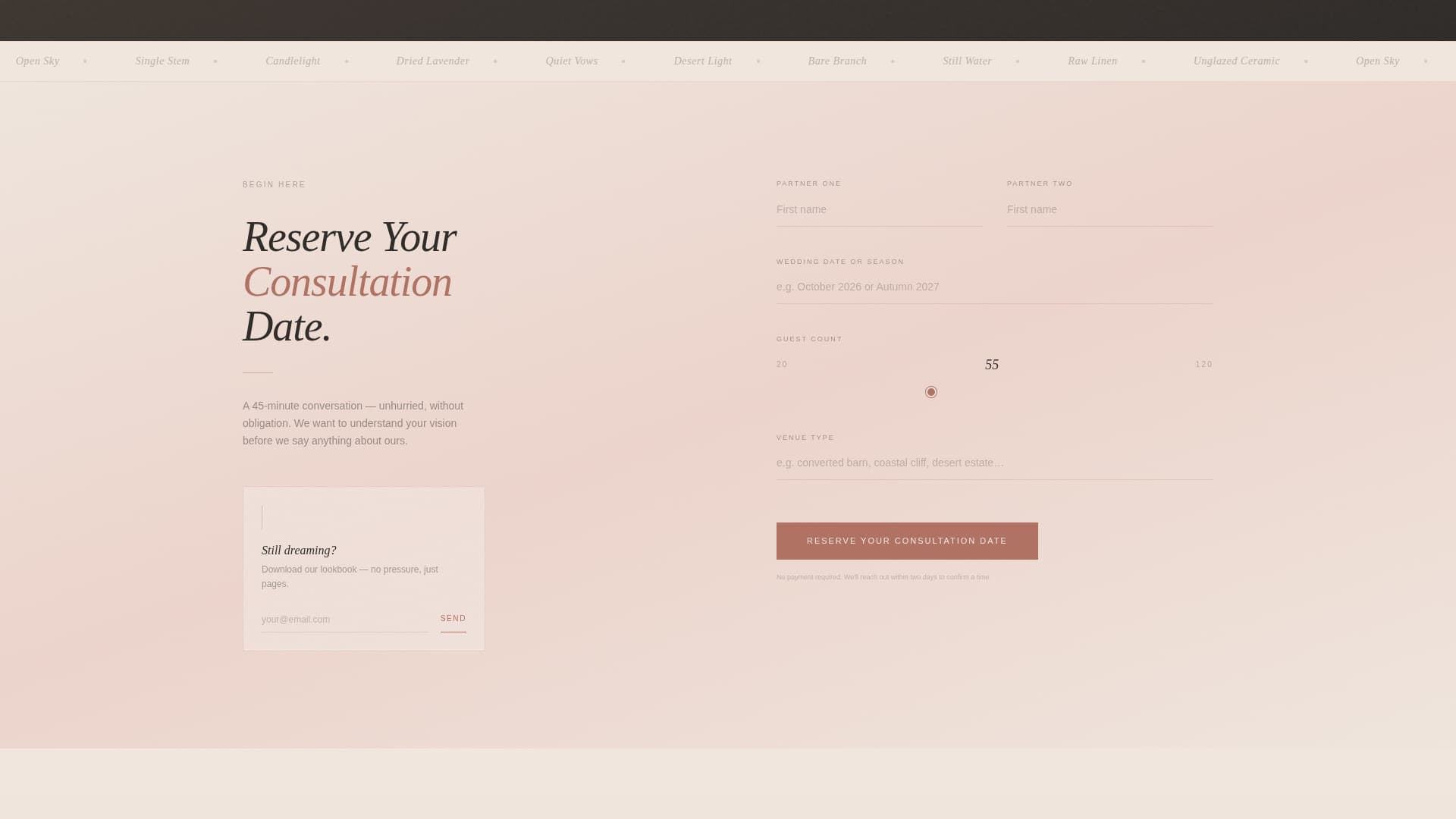 Minimalist Wedding Booking Website Template