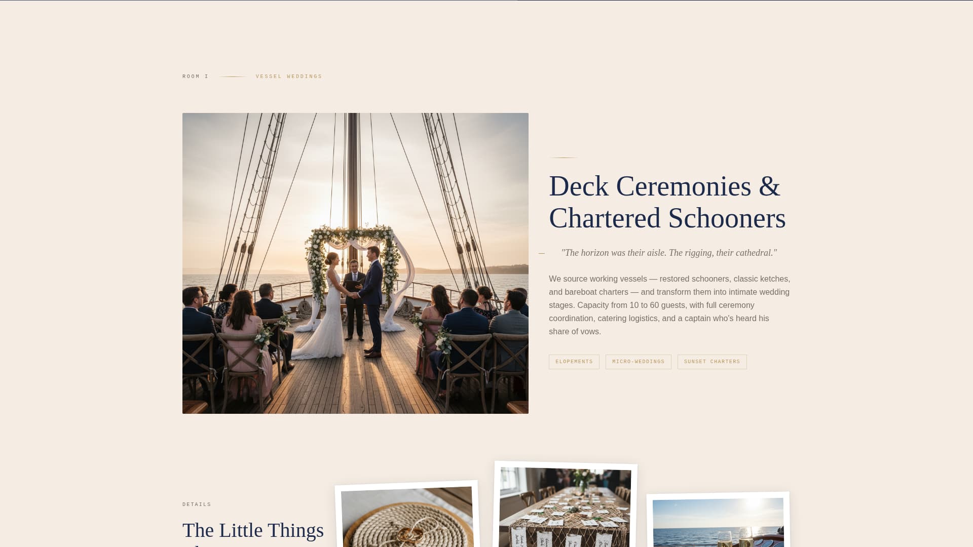 Nautical Wedding Specialist Booking Website Template