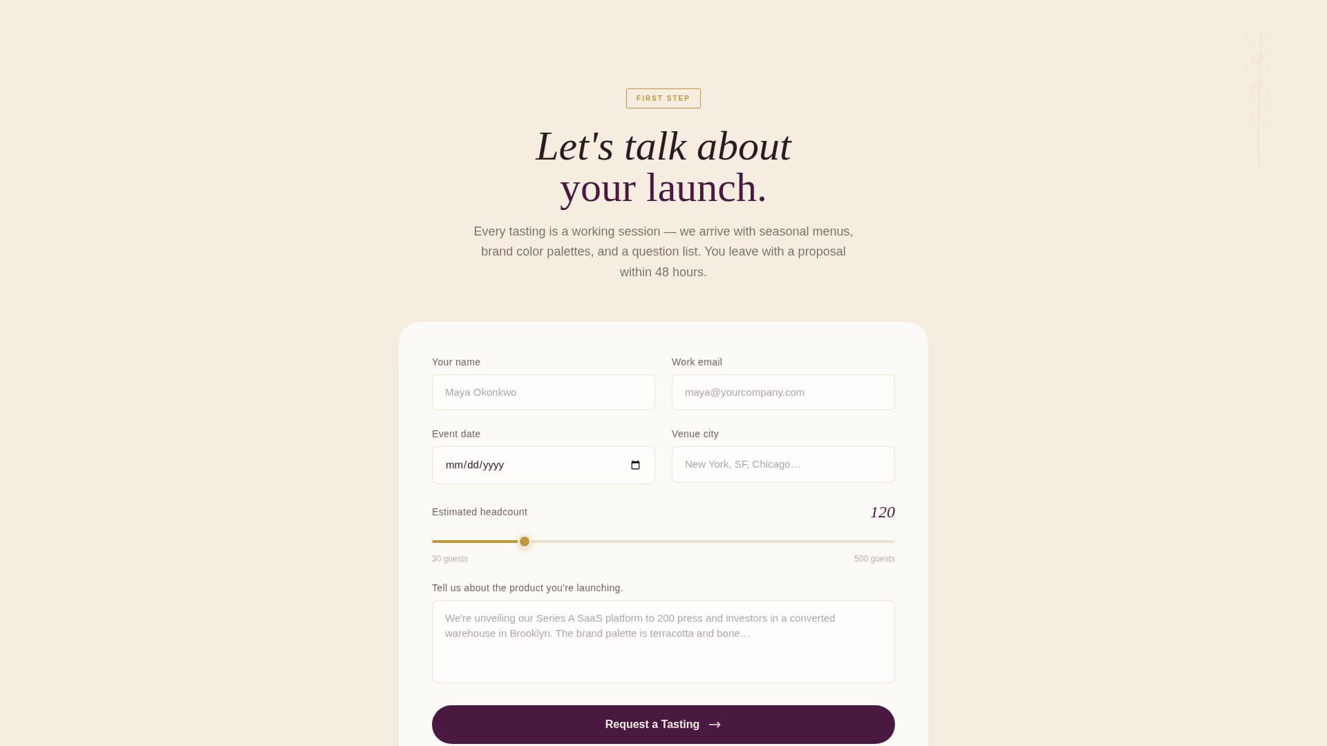 Product Launch Event Booking Website Template