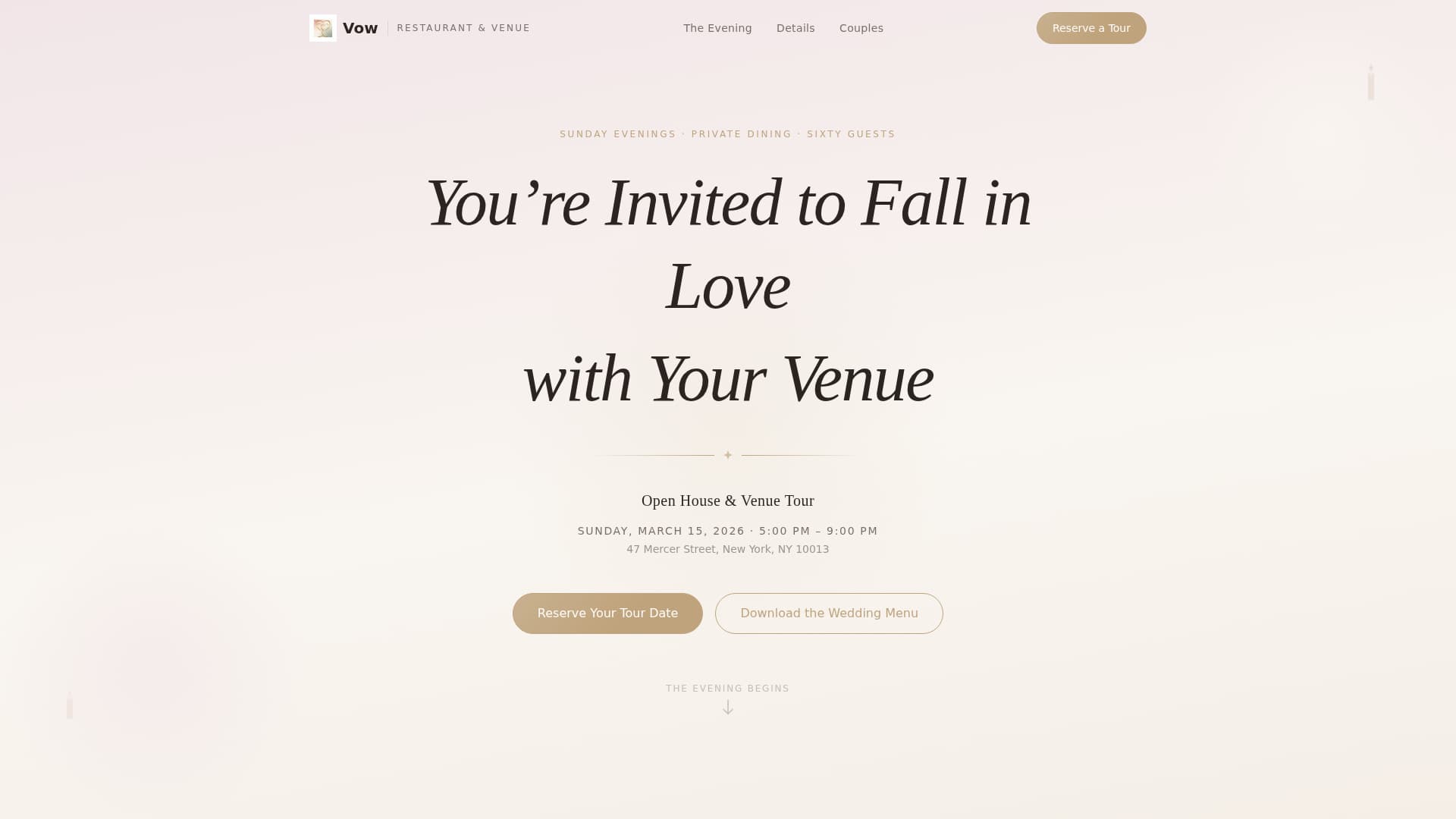 Wedding Venue Local Professional Website Template