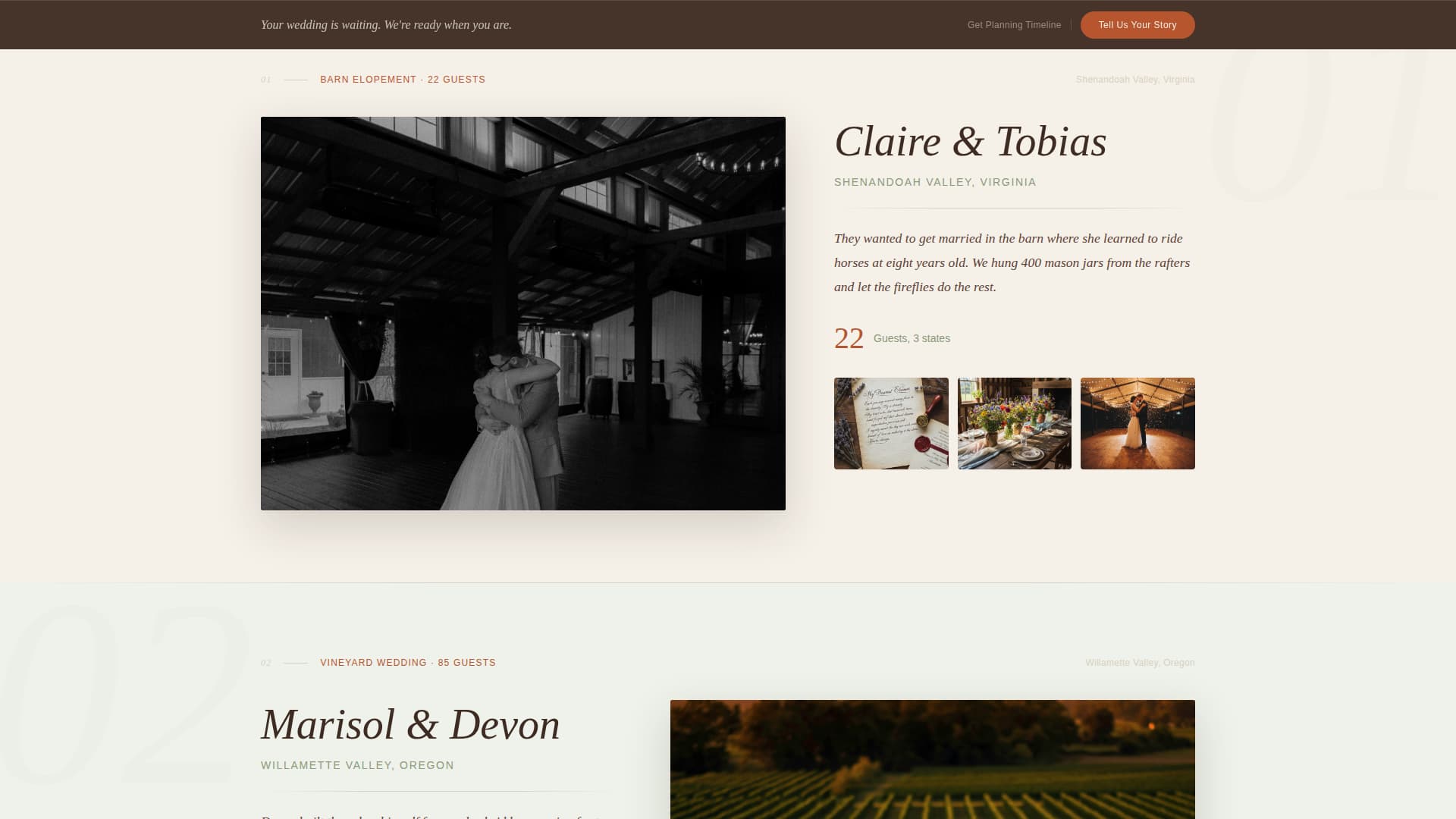 Rustic Wedding Specialist Booking Website Template