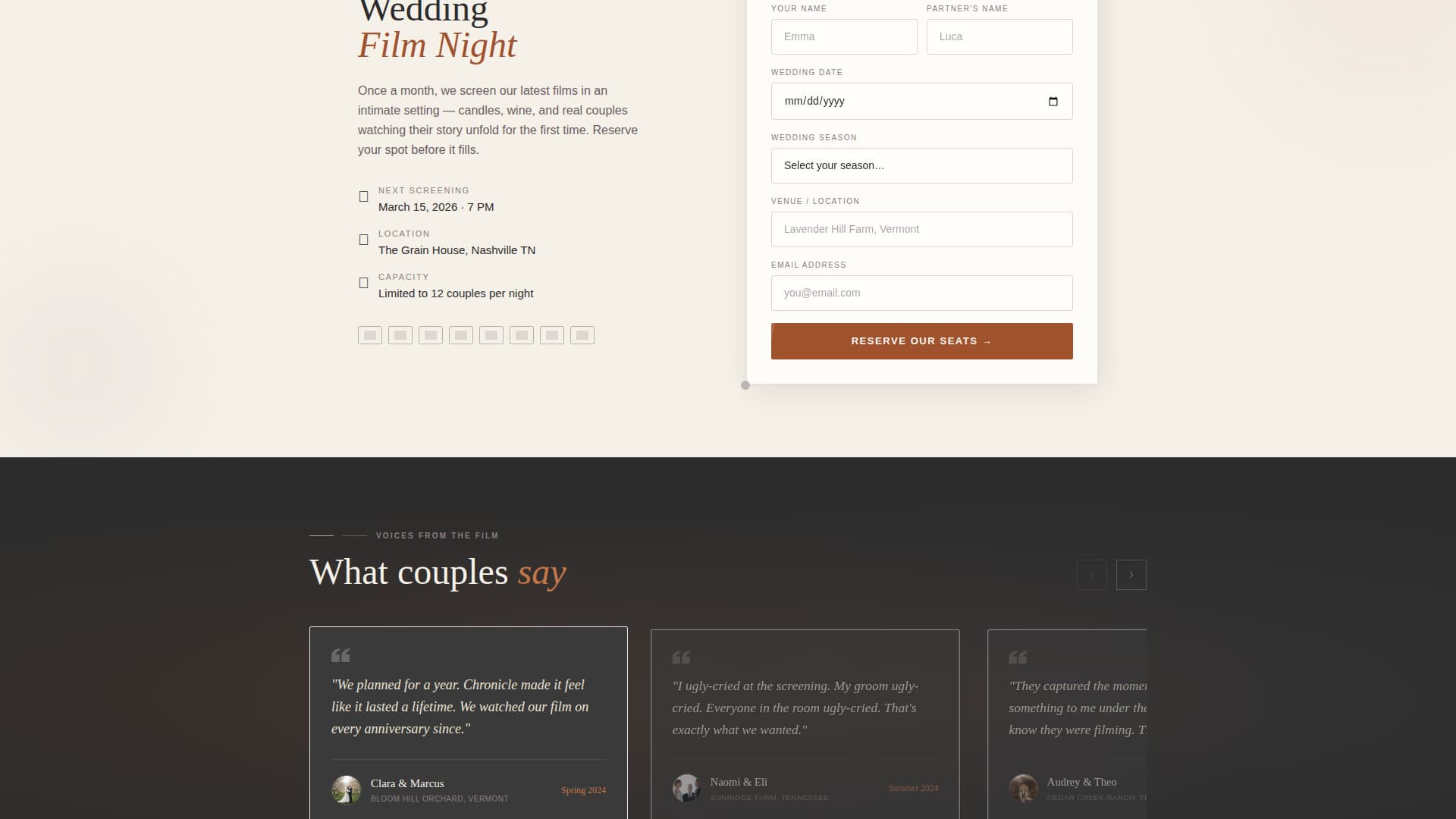 Rustic Wedding Professional Website Template
