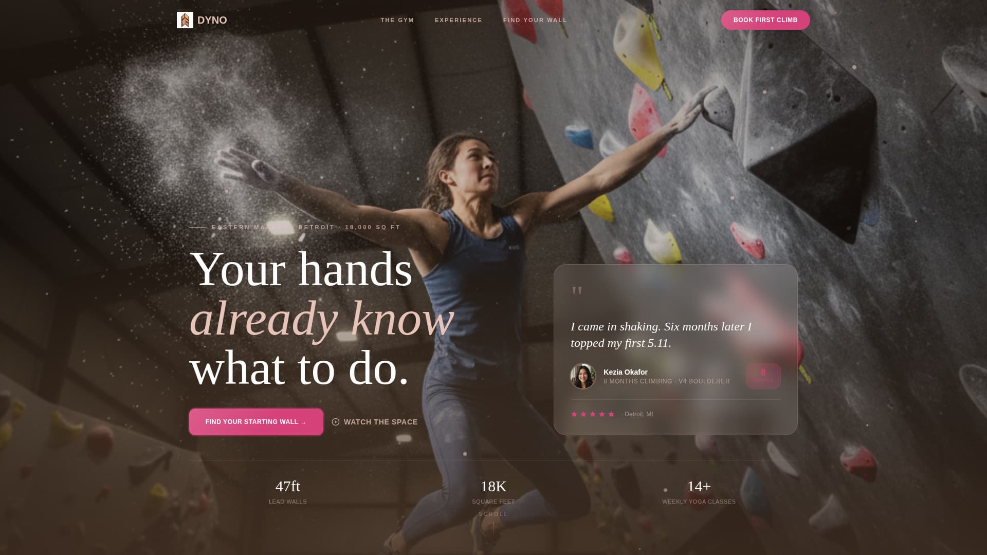 Climbing Gym Website Template with Wall Finder Quiz