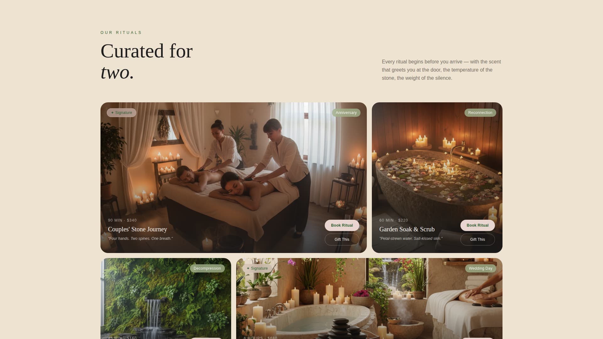 Couples & Luxury Spa Retreat Booking Website Template
