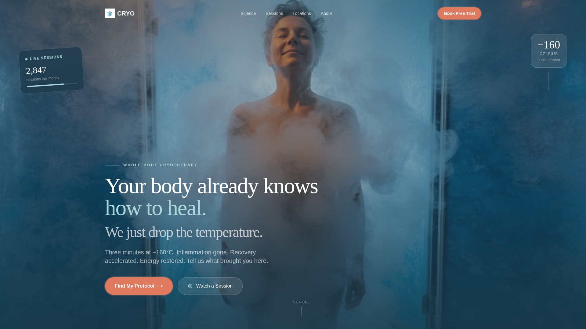 Cryotherapy Center Personalised Assessment Website Template
