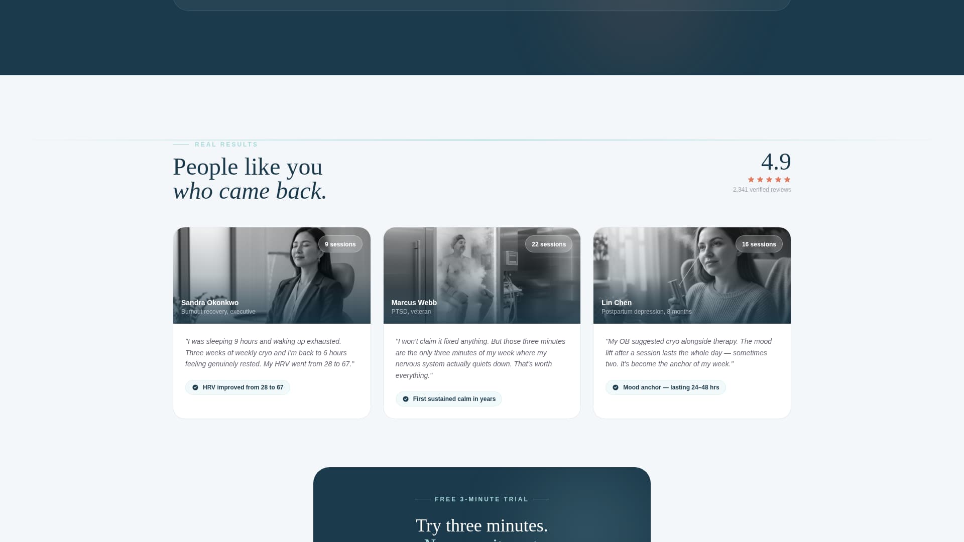 Cryotherapy Center Personalised Assessment Website Template