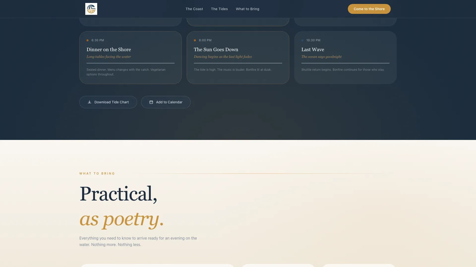Shore - Cinematic Coastal Wedding Landing Page Template