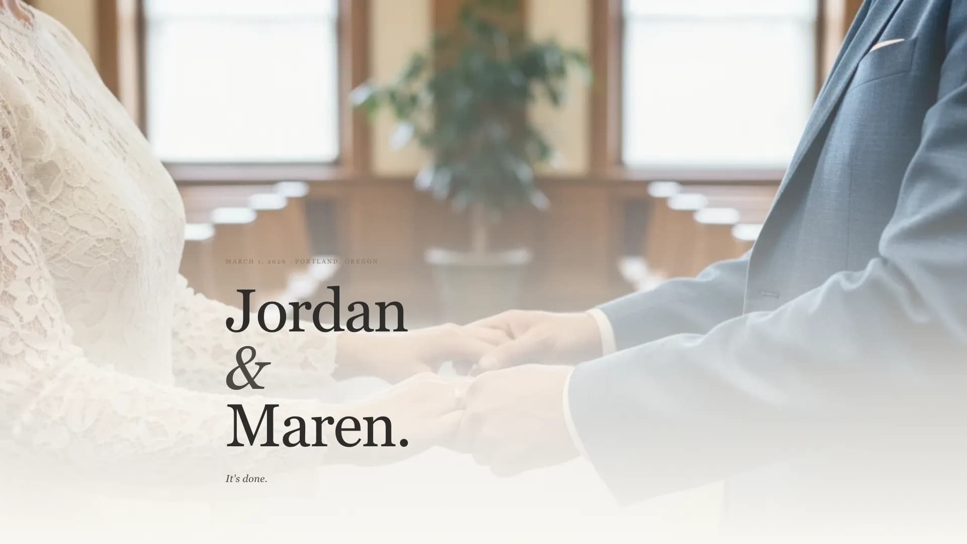 Elopement - Quiet Announcement Wedding Landing Page Template